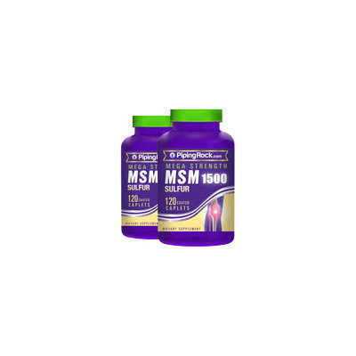 Piping Rock Mega MSM 1500 + Sulfur 2 Bottles x 120 Coated Caplets