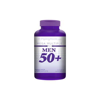 Piping Rock Mega Multiple Vitamin for Men 50 Plus 200 Coated Caplets
