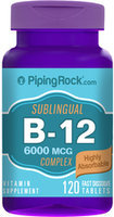 Piping Rock Methylcobalamin B-12 6000 mcg Complex (Sublingual) 120 Tablets
