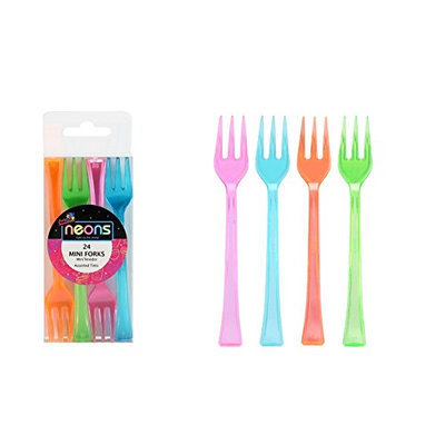 Party Dimensions 24 Count Mini Neon Forks, Neon Mix
