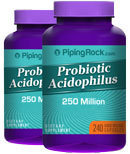 Piping Rock Probiotic Acidophilus 250 Million Organisms 2 Bottles x 240 Capsules