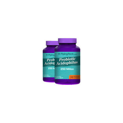 Piping Rock Probiotic Acidophilus 250 Million Organisms 2 Bottles x 240 Capsules