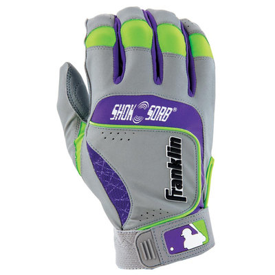 Franklin Sports Shok-Sorb Neo Batting Glove Grey/Purple/Lime Youth Large