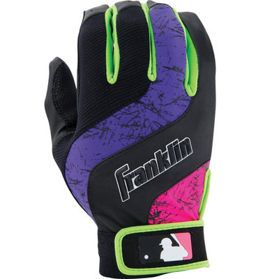 Franklin Sports Shok-Wave Batting Glove Black/Purple/Pink Youth Small