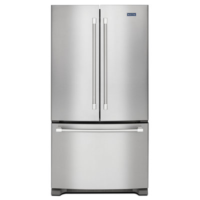 Maytag MFC2062DEM 20 cu. ft. Counter-Depth French Door Refrigerator with Stainless Steel Handles, Ice Maker, Frameless Glass Shelves and Humidity Controlled FreshLock Crispers