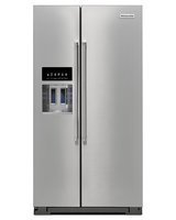 KitchenAid KRSF505ESS 25.6 cu. ft. Side-by-Side Refrigerator with 8 Glass shelves, 8 Door Bins, Gallon Door Storage, Measured Water Fill, Preserva Food Care System and LED Lighting: Stainless Steel