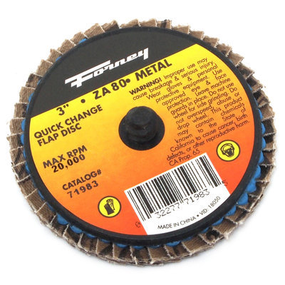 Forney Welding - 71983 - 3In 80 Grit Quick Change Flap D - Part#: 71983