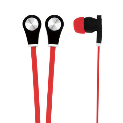 Naxa - Isolation Earphones with Flat-Ribbon Cable - Red