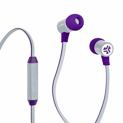 JLab Bass Rugged Earbuds, Purple/Gray