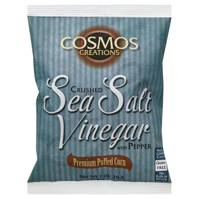 Cosmos Creations Gluten Free Premium Puffed Corn Crushed Sea Salt & Vinegar with Pepper 1 oz
