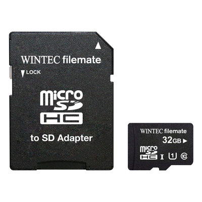 Wintec Industries Wintec Filemate Professional Plus 32GB microSDHC Flash Card with Adapter Model 3FMUSD32GU1PI-R