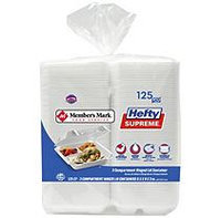 Member's Mark Hefty Three-Compartment Hinged Lid Containers (125 ct.)