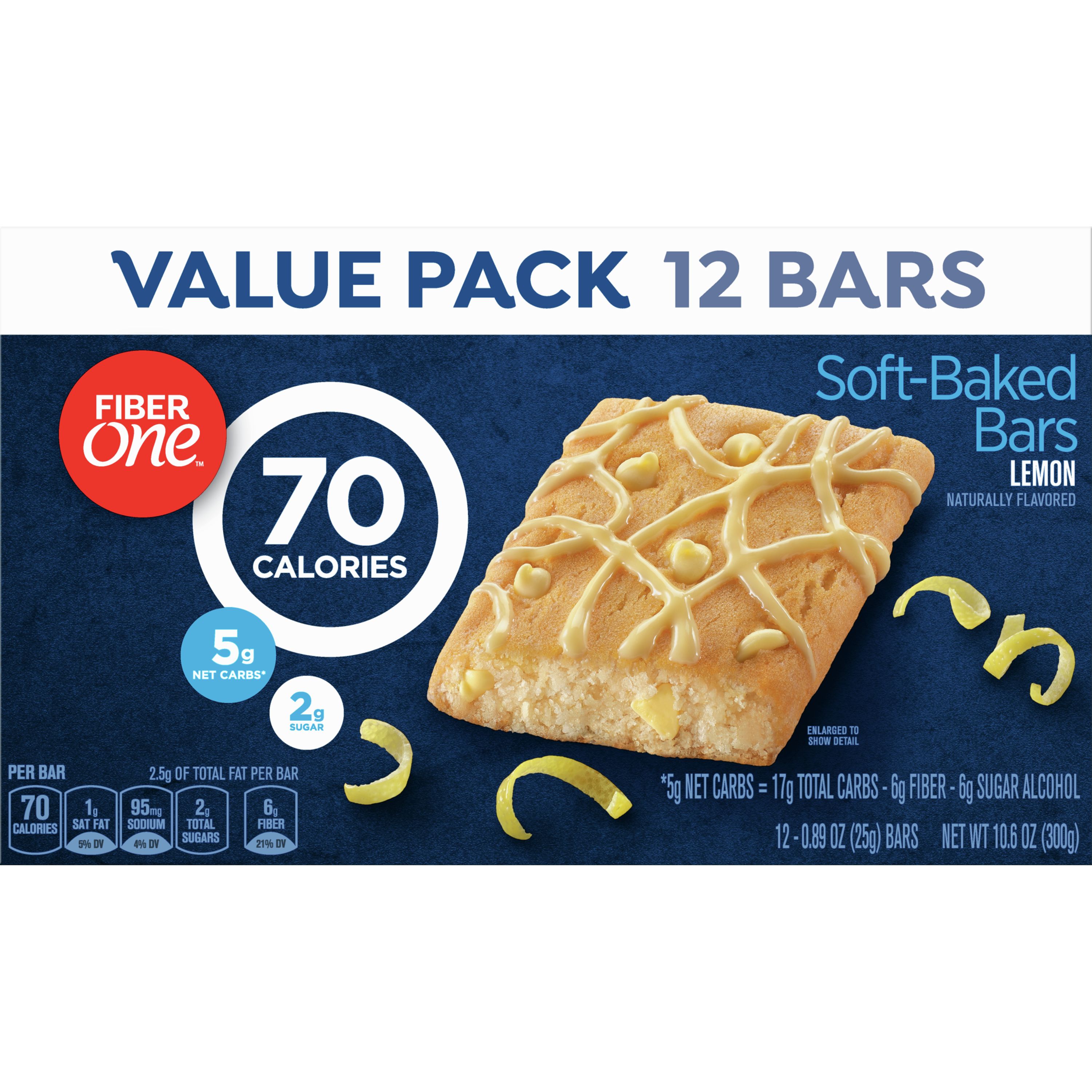 Fiber One Brownies, 70 Calories, 5 Net Carbs, Snacks, Lemon, 12ct