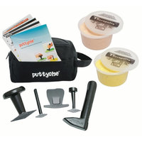 CanDo Puttycise Theraputty Tool, 5-Tool Set with 2 x 1 lb, Putties Tan and Yellow with Bag