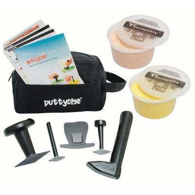 CanDo Puttycise Theraputty Tool, 5-Tool Set with 2 x 1 lb, Putties Tan and Yellow with Bag