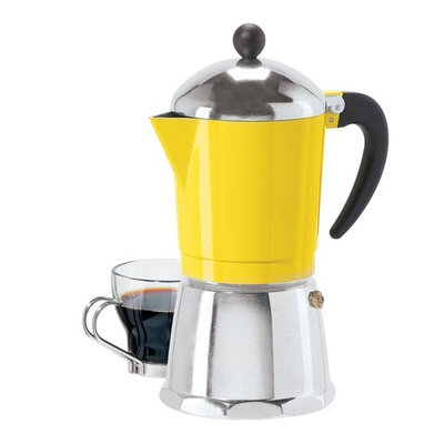 OGGI 6 Cup Cast Aluminum Stovetop Espresso Coffee Maker - Yellow