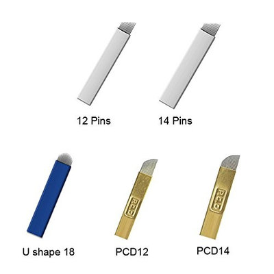 50pcs/Lot Mixed 5 Models Permanent Makeup Eyebrow Tattoo Needles Microblading Manual Blades Needles Tattooing Practice