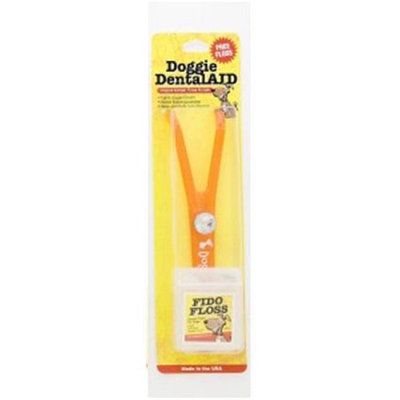 Doggie DentalAID 050-04 Fido Floss Holder with White Letters Sundurst Orange