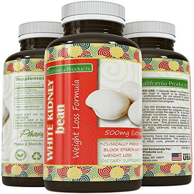 Pure White Kidney Bean Extract Pills a Natural Dietary Weight Loss Supplement with Starch Carb Blocker Appetite Suppressant Lose Body Fat Aid Digestive System for...