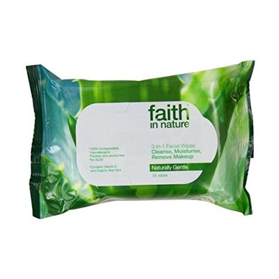 Faith In Nature 3 in 1 Facial Wipes 25pk (2 Pack)