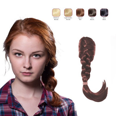 Buy 2 Hollywood Hair French Plat Hair Piece and get 1 Thick Braid Headband - Auburn Red (Pack of 3)