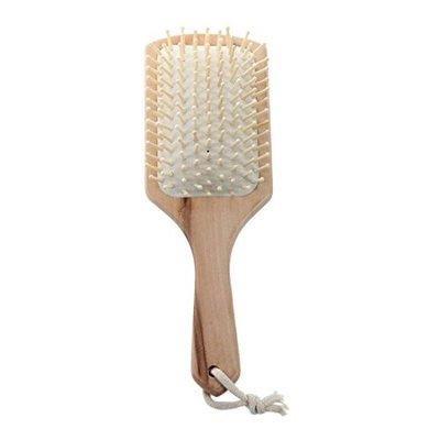 SODIAL(R) Natural Bamboo Paddle Cushion Massage Hair Brush Ball-Tipped Wooden Bristles