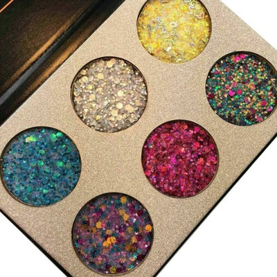 Beauty Glazed Make Up Palettes 6 Colors Glitter Injections Pressed Pigmented Glitter Eyeshadow Powder Makeup Palettes Diamond Shimmer
