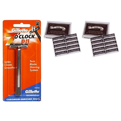 7 O'Clock PII Trac II Razor + Colonel Ichabod Conk Trac II Blade Cartridges 10 ct. (Pack of 2) + FREE Schick Slim Twin ST for Dry Skin