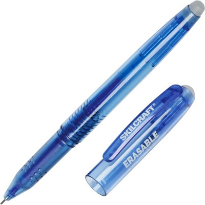 Skilcraft Erasable Re-Write Gel Stick Pen, .5mm, Blue