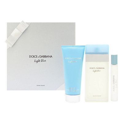 Light Blue by Dolce & Gabbana for Women 3 Piece Set Includes: 3.3 oz Eau de Toilette Spray Spray + 3.3 oz Refreshing Body Cream + 0.25 oz Eau de Toilette Roller Ball