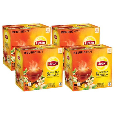 Lipton Black Tea Vanilla K-Cup Pack, 0.08 oz, 18 K-Cup Pods (4 Pack)