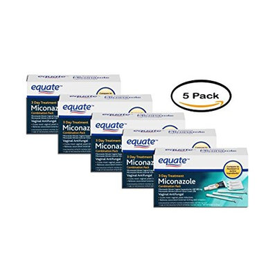 PACK OF 5 - Equate Miconazole Vaginal Antifungal 3-Day Treatment, 200 mg