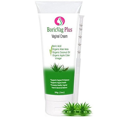Boric Acid Vaginal Cream with Organic Aloe Vera, Organic Coconut Oil & Organic Apple Cider Vinegar | Applicator Included