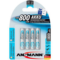 ANSMANN maxE AAA Rechargeable Batteries 800mAh Low Self Discharge (LSD) NiMH AAA Battery pre-charged for remote, phone etc. (4-Pack)