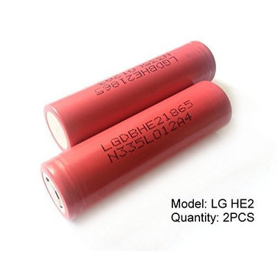 2PCS Genuine 18650 LG HE2 High Drain / 2500mAh 35A Li-Ion Rechargeable Battery