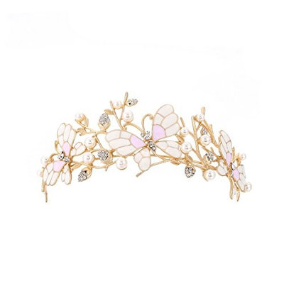 FF Butterfly Tiara for Girls Flower Hair Accessories for Prom