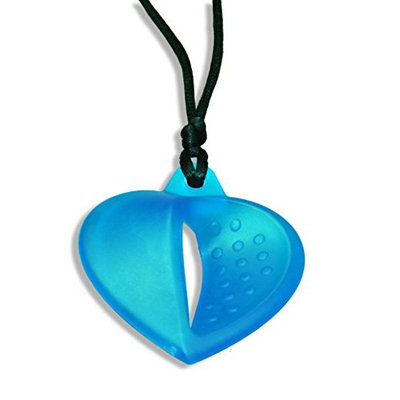 KidKusion Gummi Teething Necklace Heart, Turquoise