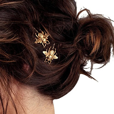 Phoenixb2c 2Pcs Women Girl Alloy Bee Hairpin Hair Clip Accessory