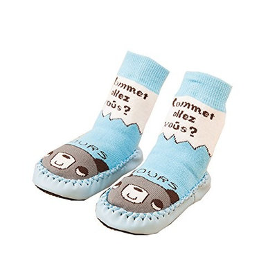 3 Pairs Infant Baby Boys First Walking Shoes Anti-slip Indoor Winter Warm Terry Socks Booties Slipper home Socks Moccasins Age 0-6 18 24 months (6-18 months)