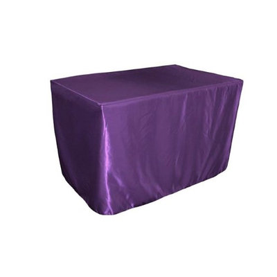 LA Linen TCbridal-fit-48x30x30-PurpleB23 Fitted Bridal Satin Tablecloth Purple - 48 x 30 x 30 in.