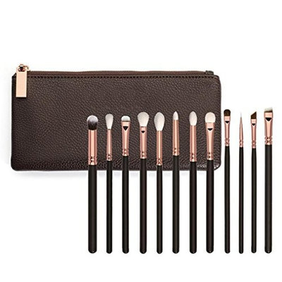 Yoyorule 12pcs Rose Gold Makeup Brush Complete Eye Set Tools Powder Blending Brush+Cosmetic bag