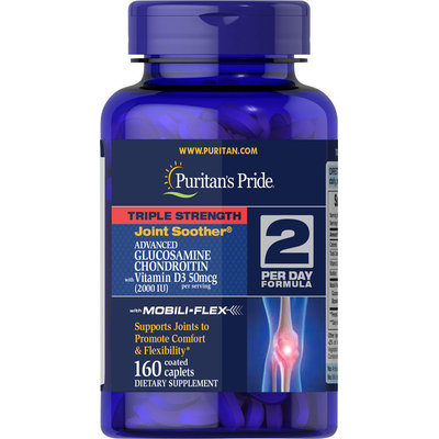 Puritan's Pride Triple Strength Glucosamine Chondroitin with Vitamin D3-160 Caplets