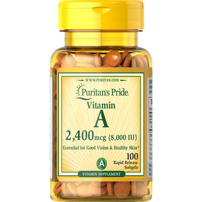 Puritan's Pride Vitamin A 8,000 IU (2,400 mcg)-100 Rapid Release Softgels