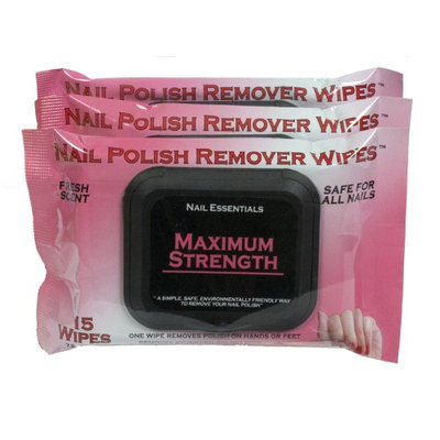Nail Essentials Nail Polish Remover Wipes - Maximum Strength 3 Pack