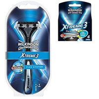 Wilkinson Sword Xtreme3 Razor Handle w/ 2 Refill Razor Blades + Wilkinson Sword Xtreme3, 4 Count Refill Blades