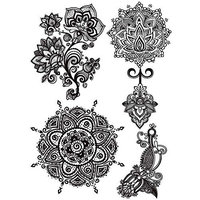 COKOHAPPY Black Lace Temporary Tattoo , Lotus Mandala Indian Totem Henna