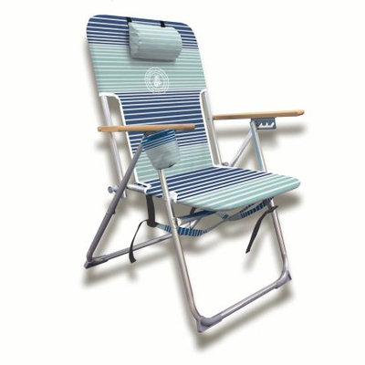 Chaby Intl Caribbean Joe High Weight Capacity Deluxe Beach Chair, four position. With shoulder straps, cup holder, pillow head rests, and 300lb weight capacity