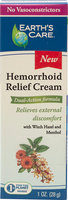 Hemorrhoid Relief Cream, Dual-Action Formula, 1 oz, Earth's Care