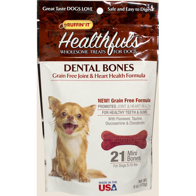 Ruffin'It Healthfuls Dental Bones for Small Dogs-6 oz Bag