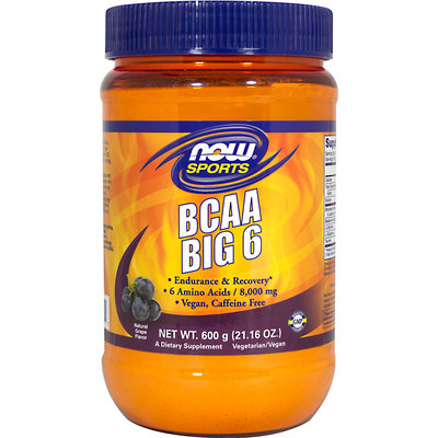 BCAA Big 6 Powder, Grape Now Foods 600 grams Powder